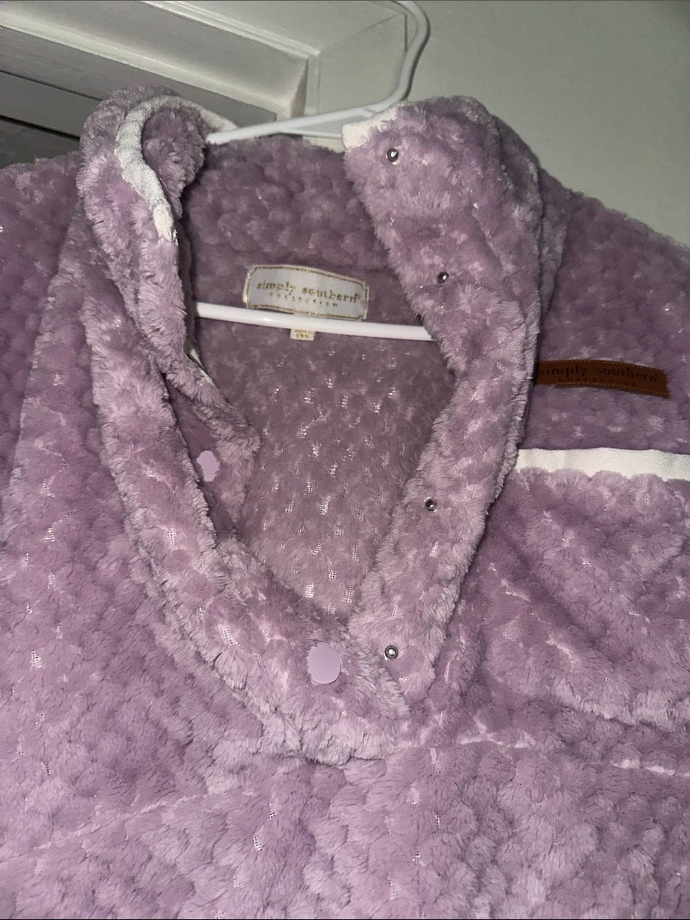 Simply southern Lavender Plush Pullover with White Trim - Picture 5 of 5